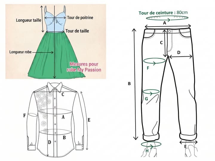 Guide des mensurations pour robe, chemise et pantalon My Passion