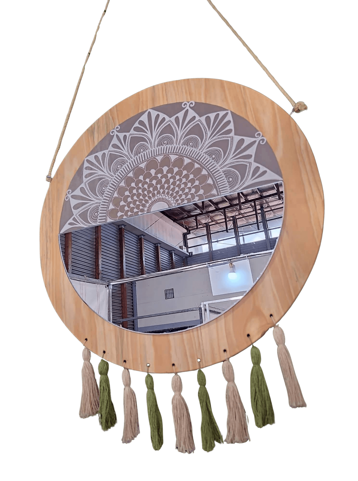 Miroir mural en bois avec mandala Draw'iN
